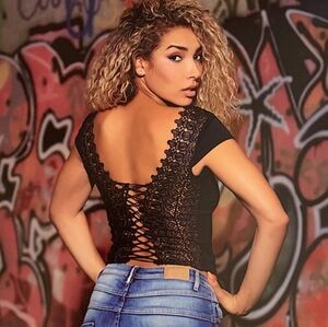 High Demand Lace Up Corset Style Cropped Jersey Top Mary Jane Leaf S/M